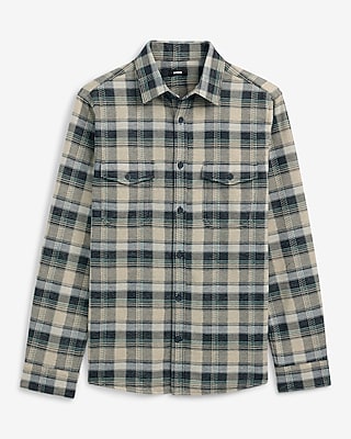 Plaid Double Button Pocket Sweater Flannel Shirt