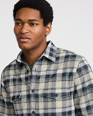 Plaid Double Button Pocket Sweater Flannel Shirt
