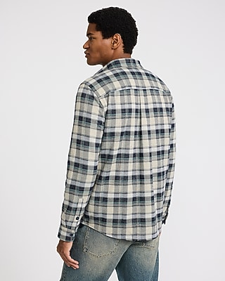 Plaid Double Button Pocket Sweater Flannel Shirt