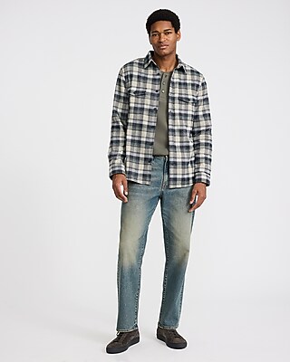 Plaid Double Button Pocket Sweater Flannel Shirt