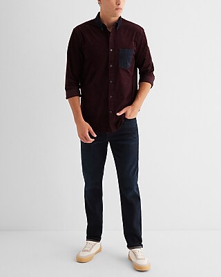 Color Block Stretch Corduroy Shirt | Express 