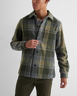 plaid wool-blend shirt jacket