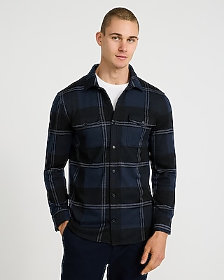 Plaid Double Button Pocket Sweater Flannel