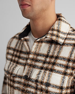Flecked Plaid Wool-Blend Shirt Jacket