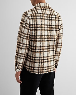 Flecked Plaid Wool-Blend Shirt Jacket