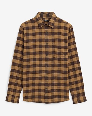 Plaid Brushed Cotton Patch Pocket Flannel Shirt