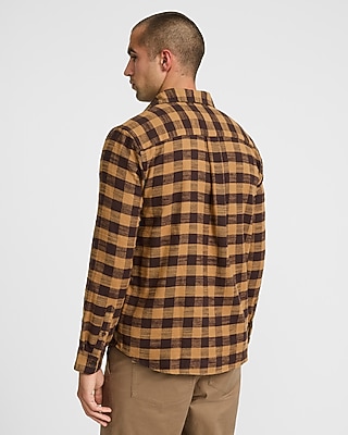 Plaid Brushed Cotton Patch Pocket Flannel Shirt