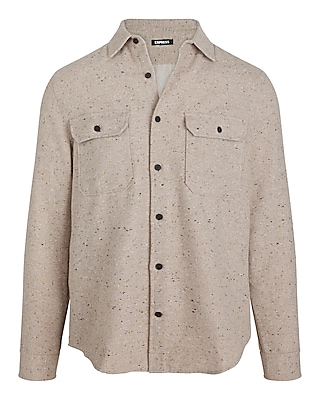 Flecked Double Pocket Flannel Shirt Jacket