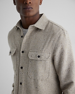 Flecked Double Pocket Flannel Shirt Jacket