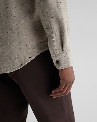Flecked Double Pocket Flannel Shirt Jacket
