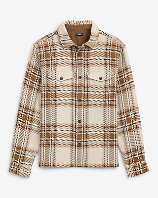 Plaid Cotton Double Pocket Flannel Shirt Jacket