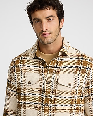 Plaid Cotton Double Pocket Flannel Shirt Jacket