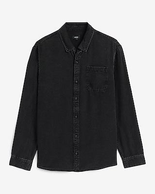 Patch Pocket Long Sleeve Denim Soft Shirt
