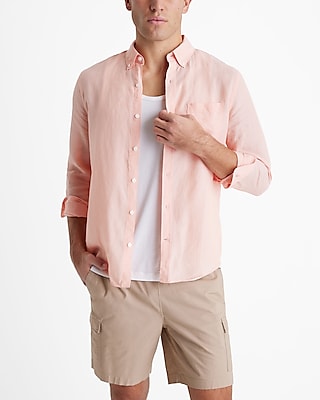 linen-blend pocket shirt