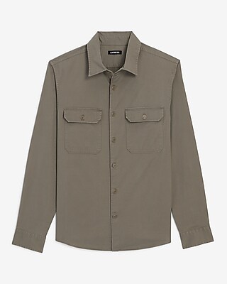 Express Double Pocket Cotton-Blend Shirt Green Men