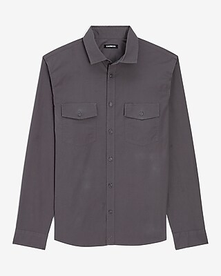 Solid Stretch Paper Poplin Shirt