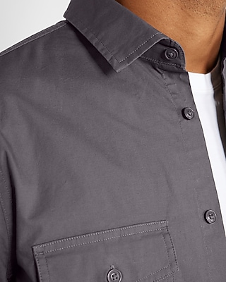 Solid Stretch Paper Poplin Shirt