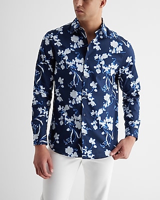 Slim Abstract Floral Stretch 1Mx Dress Shirt