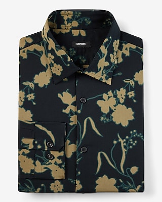 Slim Abstract Floral Stretch 1MX Dress Shirt