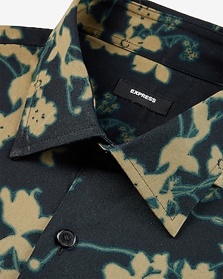 Slim Abstract Floral Stretch 1MX Dress Shirt