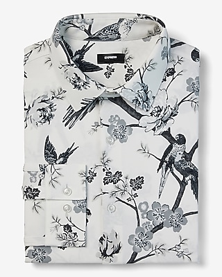 slim floral bird stretch modern tech 1mx dress shirt