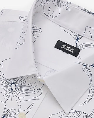 Slim Floral Outline Wrinkle-Resistant Everyday Performance Dress Shirt