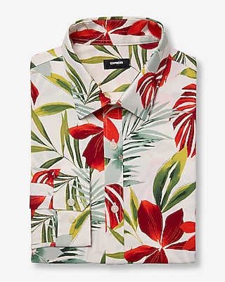 Slim Bright Floral Wrinkle-Resistant Everyday Performance Dress Shirt