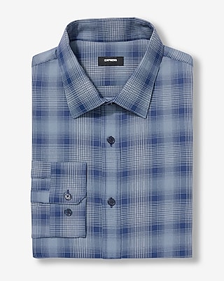 Slim Gradient Plaid Wrinkle-Resistant Everyday Performance Dress Shirt