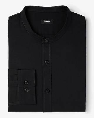 slim fit banded collar dress shirt Slim Fit Shirt Banded Collar Men's Heather Black DNS11 main image 0
