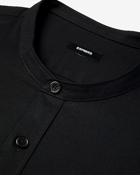 band collar dress shirts White 60's Poplin Shirt 19.5 / Slim catching placket with a single exposed collar button and is made of a modern stretch material to match comfort to its head Band Collar Dress Shirts for