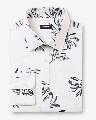 Slim Painted Floral Wrinkle-Resistant Everyday Performance Dress Shirt