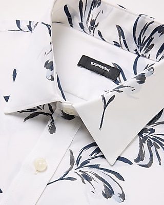 Slim Painted Floral Wrinkle-Resistant Everyday Performance Dress Shirt