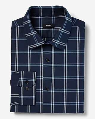 Slim Grid Plaid Stretch 1MX Dress Shirt