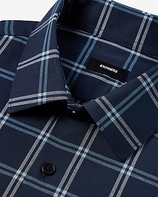 Slim Grid Plaid Stretch 1MX Dress Shirt