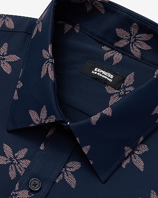 Slim Floral Wrinkle-Resistant Everyday Performance Dress Shirt