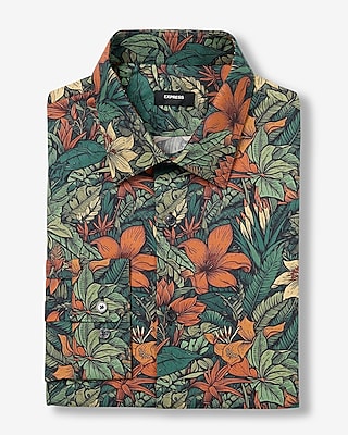 Classic Tropical Plant Stretch 1MX Dress Shirt