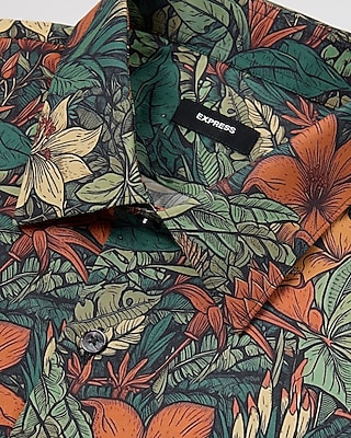 Classic Tropical Plant Stretch 1MX Dress Shirt