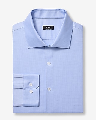 Slim Textured Print Spread Collar Cotton Stretch 1MX Dress Shirt