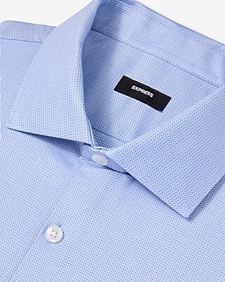 Slim Textured Print Spread Collar Cotton Stretch 1MX Dress Shirt