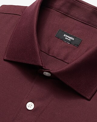 Slim Textured Print Spread Collar Cotton Stretch 1MX Dress Shirt