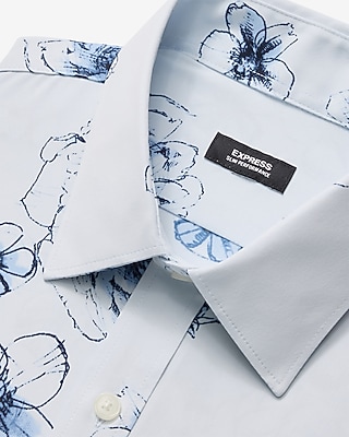 Slim Abstract Floral Wrinkle-Resistant Everyday Performance Dress Shirt