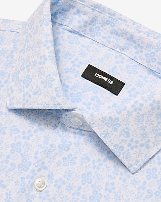 Slim Mini Floral Modern Tech Spread Collar 1MX Dress Shirt