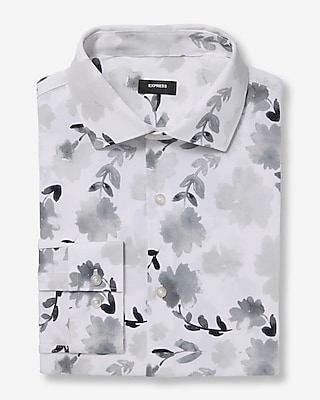 Slim Floral Spread Collar Stretch Modern Tech 1MX Dress Shirt