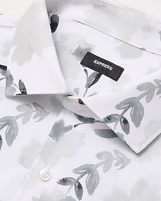 Slim Floral Spread Collar Stretch Modern Tech 1MX Dress Shirt