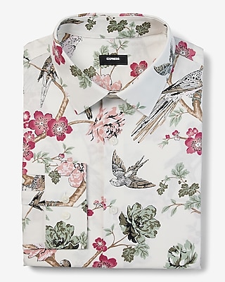 classic bird floral stretch 1mx dress shirt