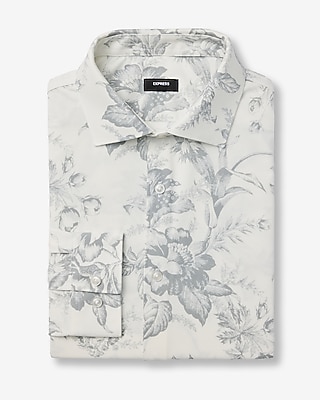 Slim Vintage Floral Modern Tech Spread Collar 1MX Dress Shirt