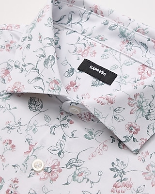 Slim Pastel Floral Modern Tech Spread Collar 1MX Dress Shirt