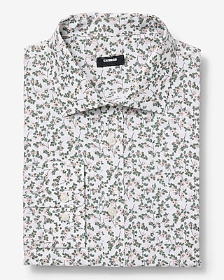 Ditzy Floral Modern Slim Spread Collar Stretch Cotton 1MX Dress Shirt