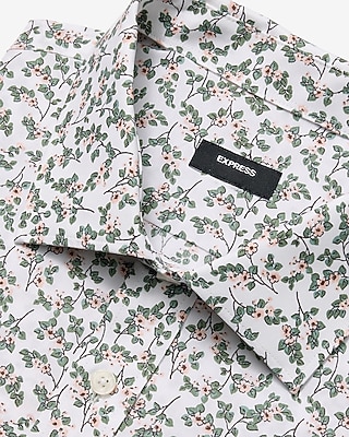 Ditzy Floral Modern Slim Spread Collar Stretch Cotton 1MX Dress Shirt