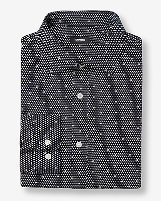 Modern Slim Mini Dot Spread Collar Stretch Cotton 1MX Dress Shirt